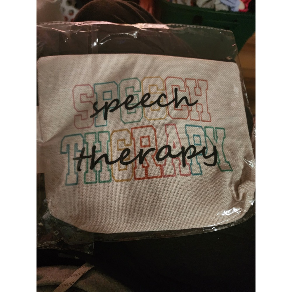 Speech Therapy Canvas Makeup Bag SLP Gift Pouch Cosmetic Travel Case Cream